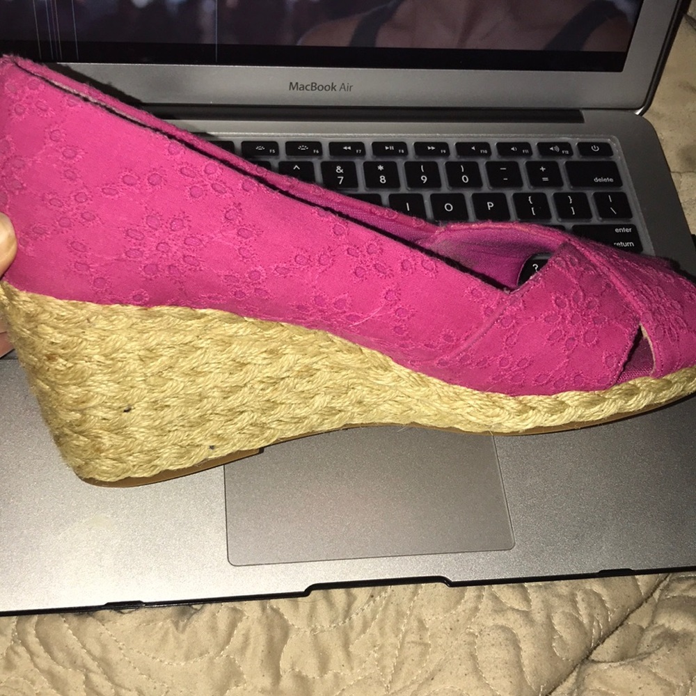 Pink Ralph Lauren Chaps Wedge Espadrilles